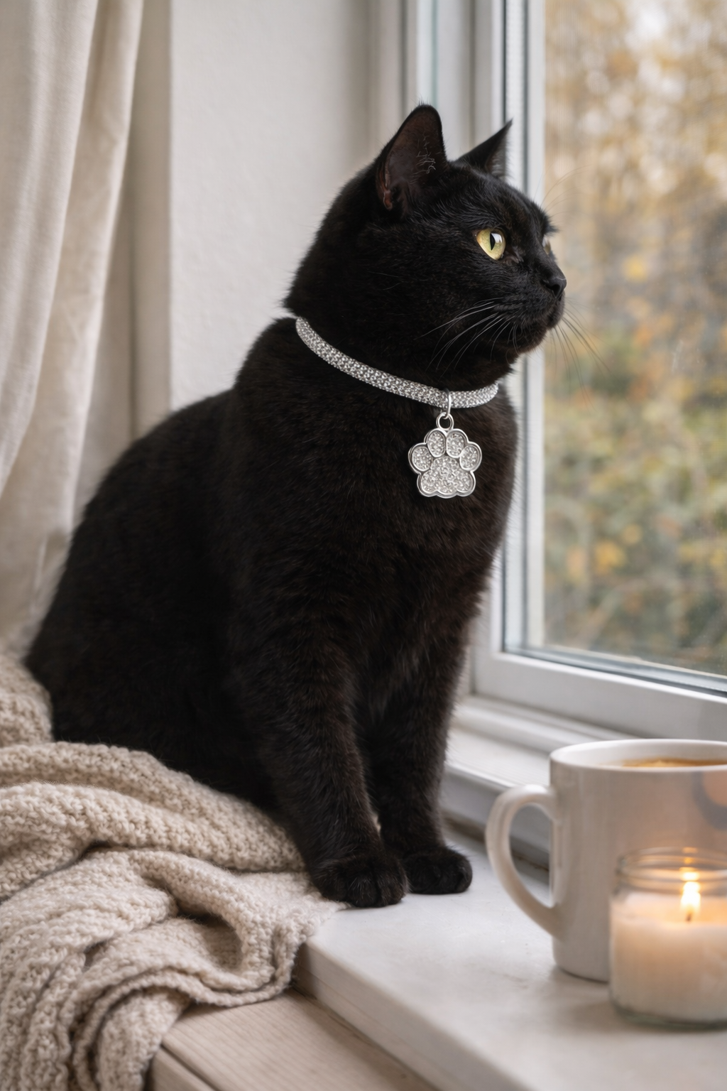 Sparkling Paw Charm Cat Collar