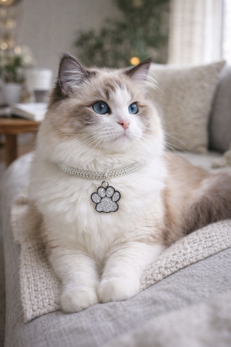 Sparkling Paw Charm Cat Collar