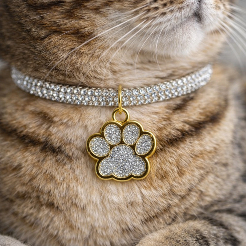 Sparkling Paw Charm Cat Collar