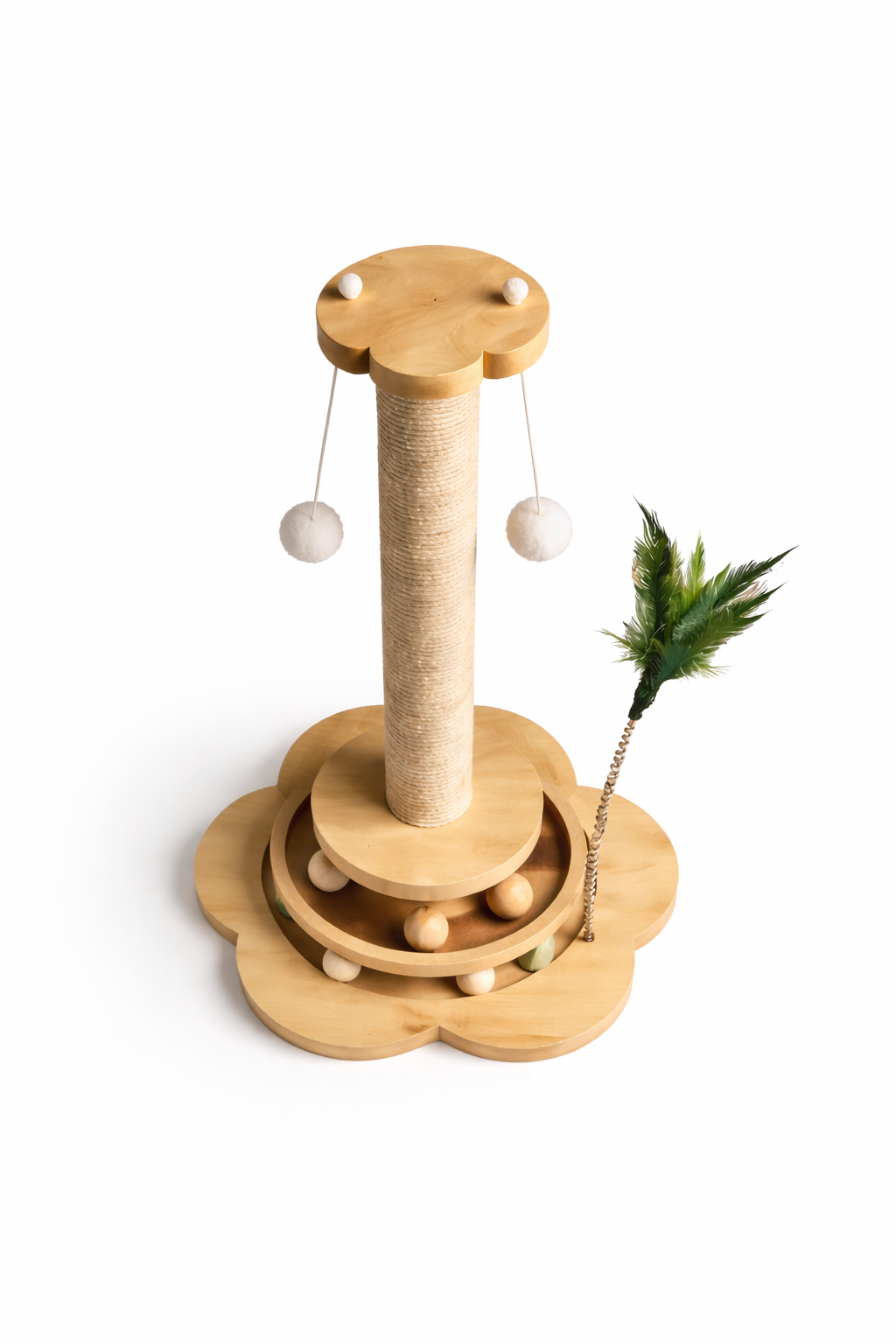 Interactive Wooden Scratching Post