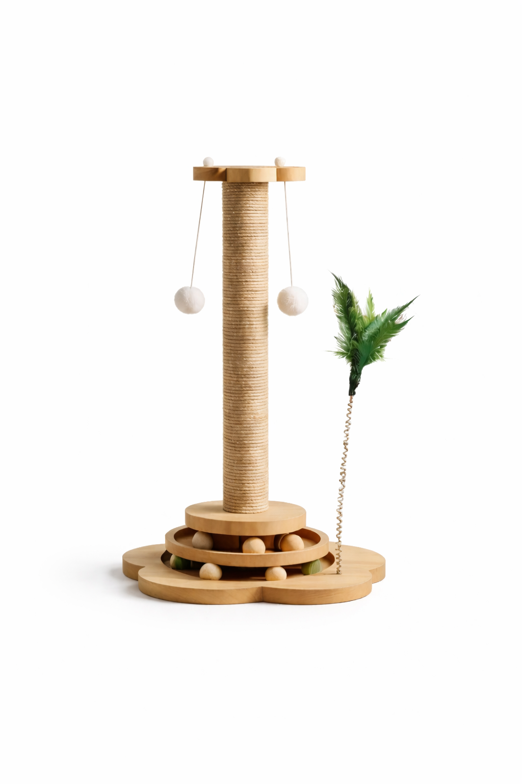 Interactive Wooden Scratching Post